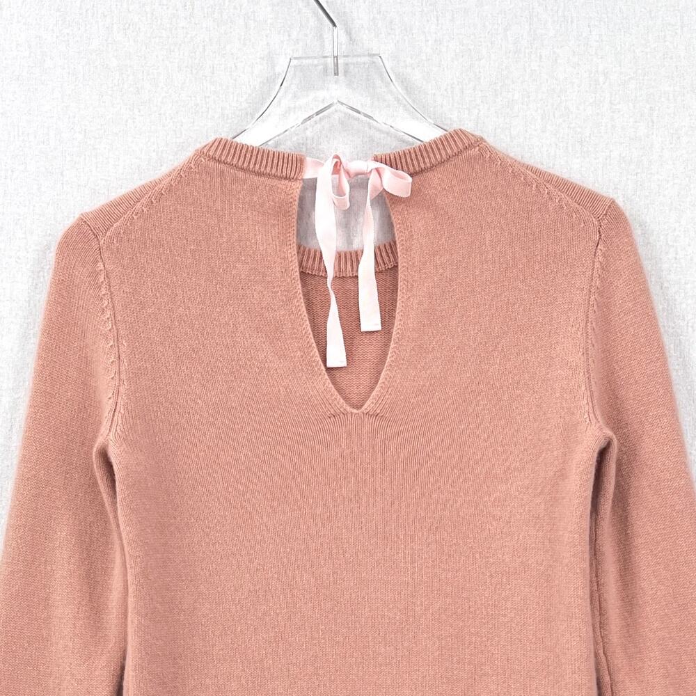 THEORY Salomina Tie Back Cashmere Sweater Women Small Pink Crew Neck Long Sleeve - Picture 6 of 15